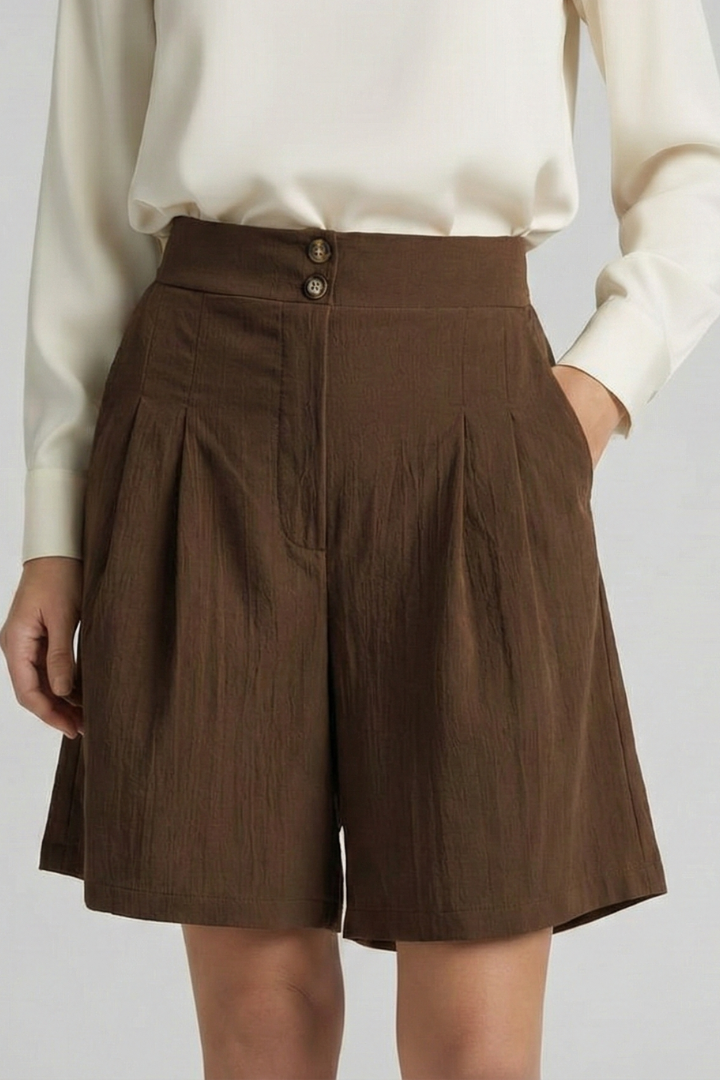 Isabella | Damen-Shorts mit hoher Taille, Falten und maßgeschneidertem Schnitt