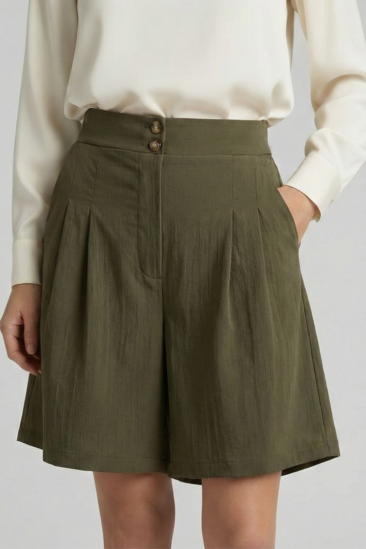 Isabella | Damen-Shorts mit hoher Taille, Falten und maßgeschneidertem Schnitt