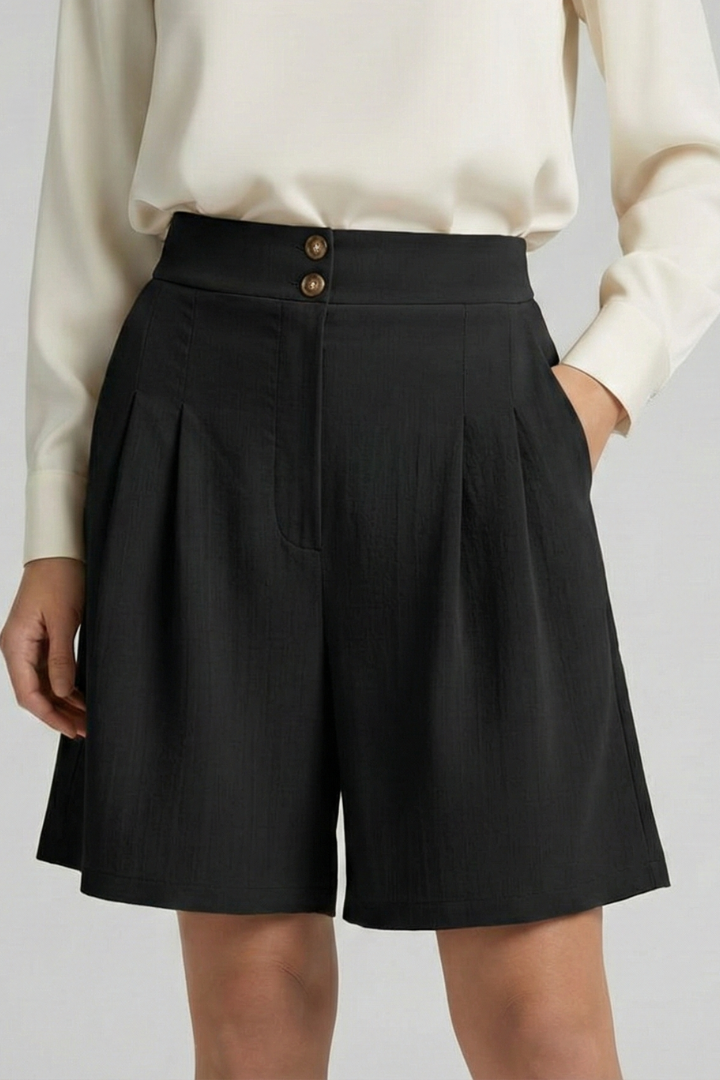 Isabella | Damen-Shorts mit hoher Taille, Falten und maßgeschneidertem Schnitt