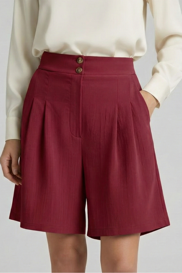 Isabella | Damen-Shorts mit hoher Taille, Falten und maßgeschneidertem Schnitt
