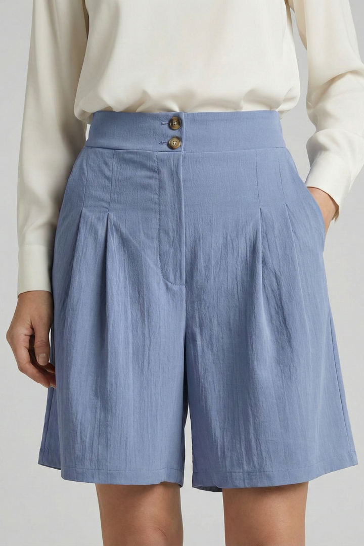 Isabella | Damen-Shorts mit hoher Taille, Falten und maßgeschneidertem Schnitt
