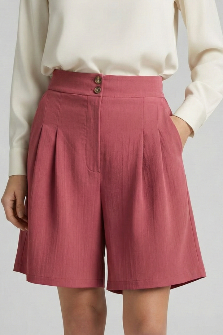Isabella | Damen-Shorts mit hoher Taille, Falten und maßgeschneidertem Schnitt