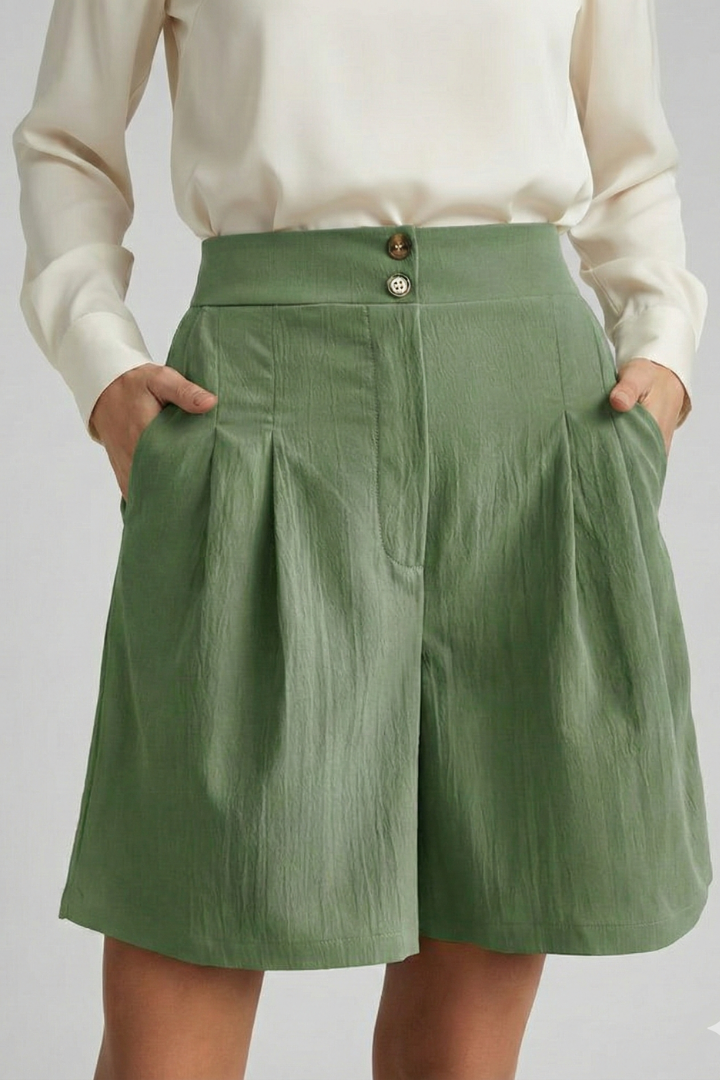 Isabella | Damen-Shorts mit hoher Taille, Falten und maßgeschneidertem Schnitt