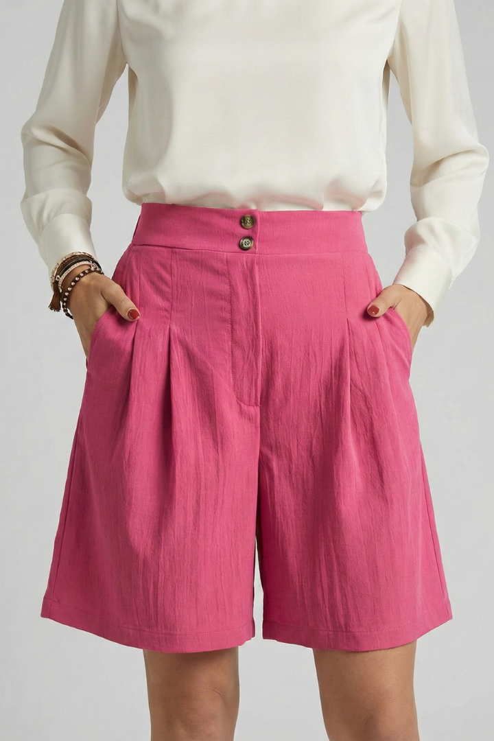 Isabella | Damen-Shorts mit hoher Taille, Falten und maßgeschneidertem Schnitt