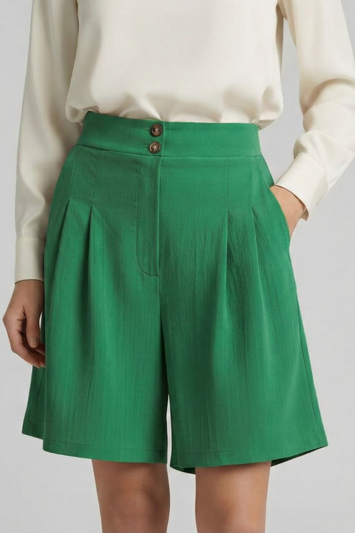 Isabella | Damen-Shorts mit hoher Taille, Falten und maßgeschneidertem Schnitt