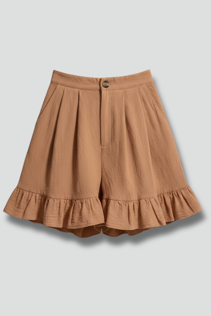 Greta | Damen-Casual-Shorts mit hoher Taille und Rüschen-Saum