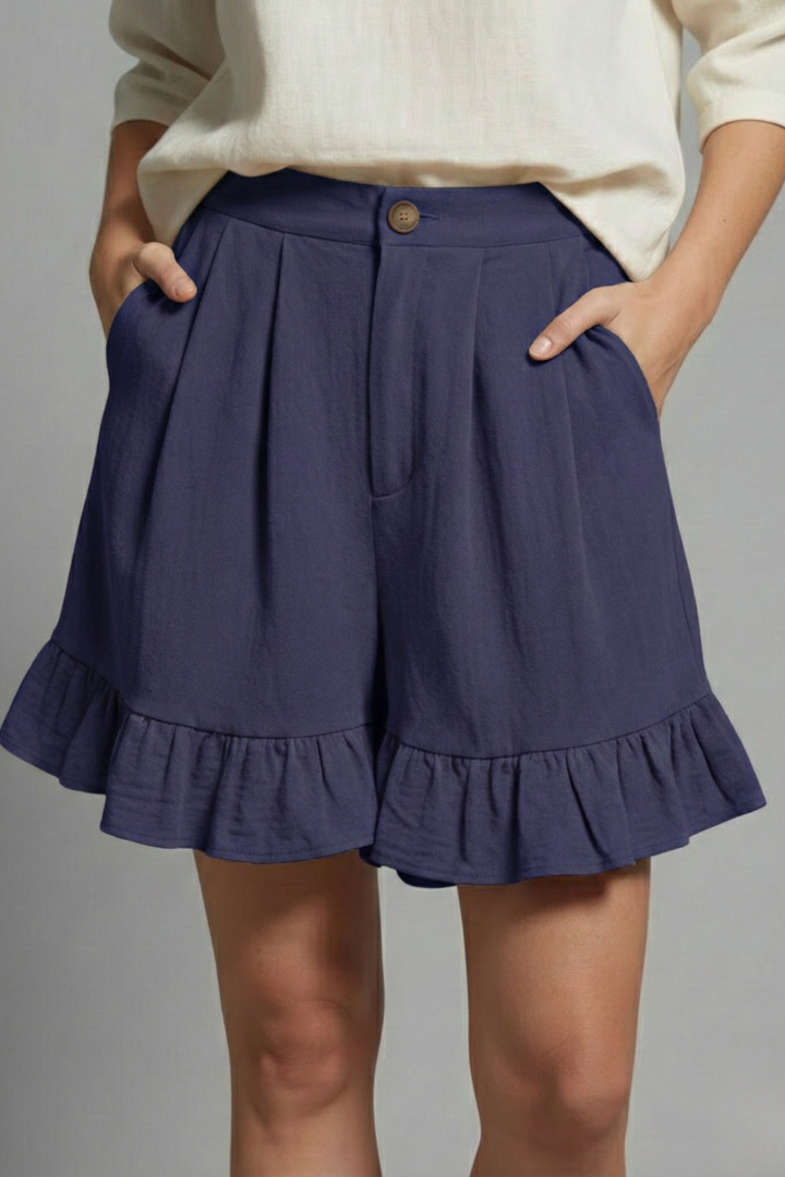 Greta | Damen-Casual-Shorts mit hoher Taille und Rüschen-Saum