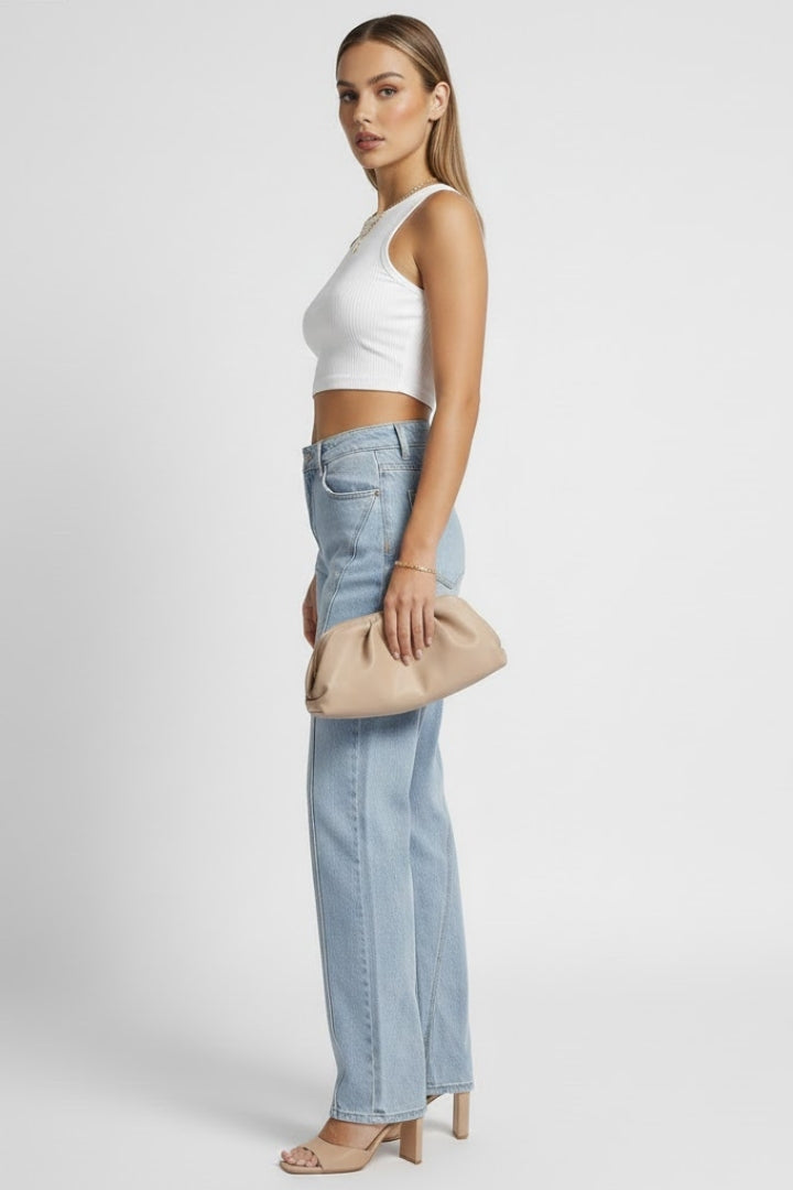 Doris | Damen High-Waist Klassische Straight-Leg Denim Jeans