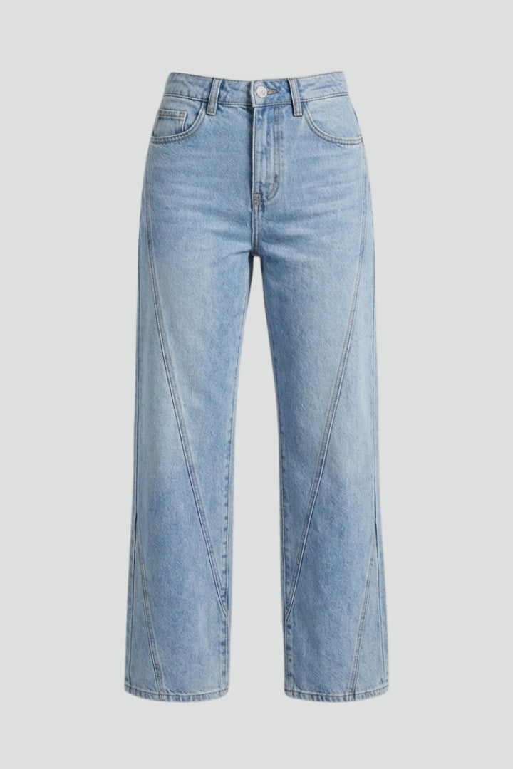 Doris | Damen High-Waist Klassische Straight-Leg Denim Jeans