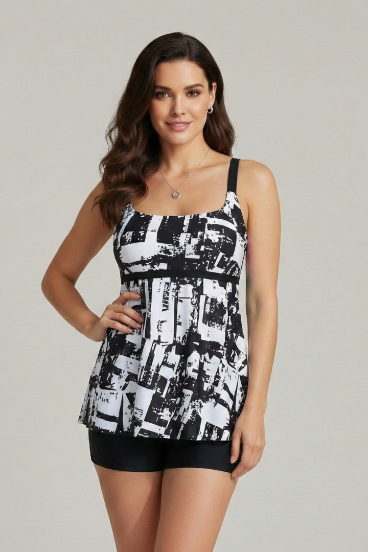 Franziska | Damen gestreiftes Tankini-Set mit Badeshorts