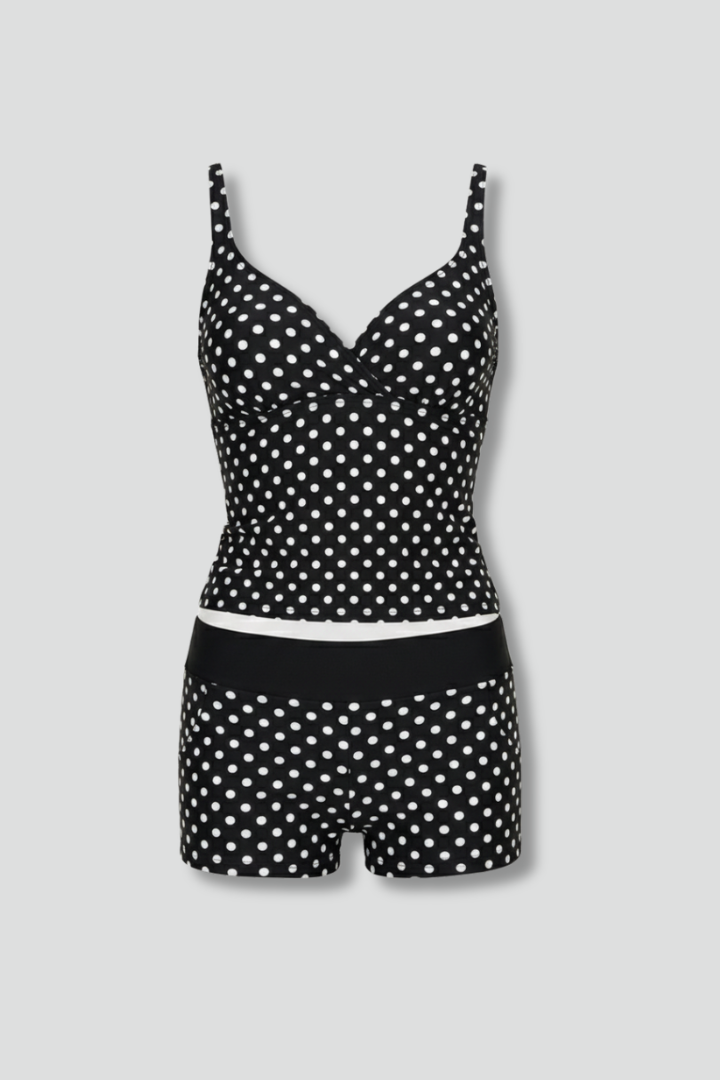 Greta | Damen Tankini-Set mit Polka-Dots und Shorts