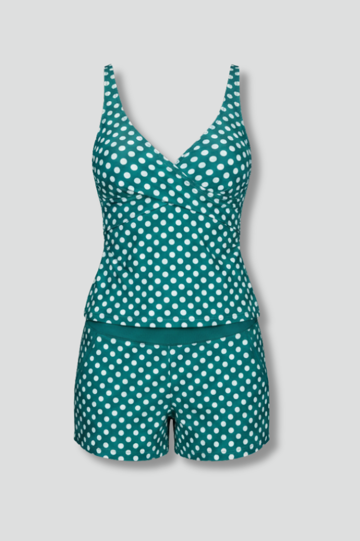Gabriela | Damen Tankini-Set mit Polka-Dots und Shorts
