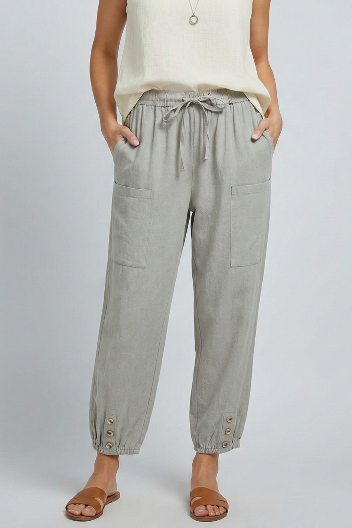 Annika | Damenhose mit Kordelzugbund und Knopfsaum