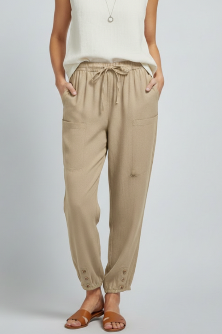 Annika | Damenhose mit Kordelzugbund und Knopfsaum