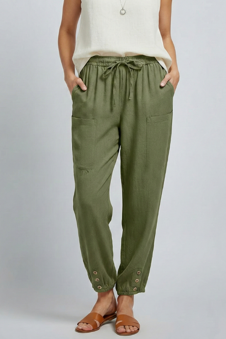 Annika | Damenhose mit Kordelzugbund und Knopfsaum