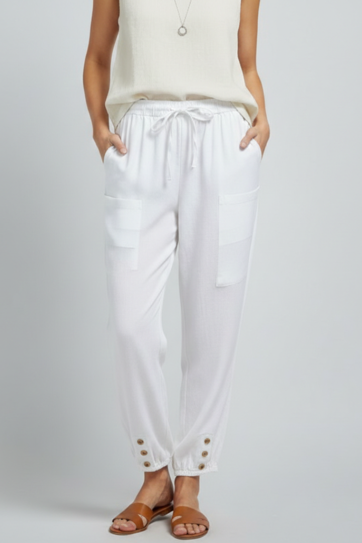 Annika | Damenhose mit Kordelzugbund und Knopfsaum