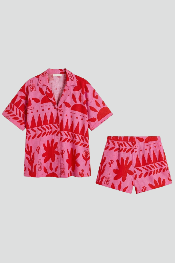 Claudia | Damen-Zweiteiliges Set mit bedruckten Shorts