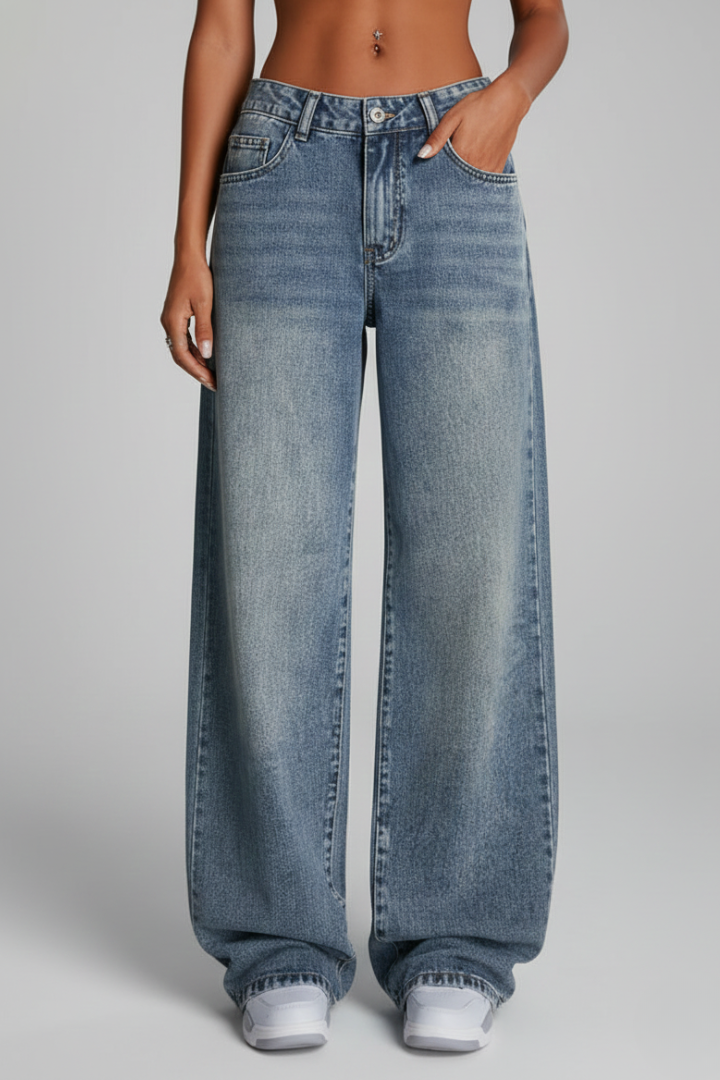 Angela | Damen Relaxed Wide-Leg Denim Jeans