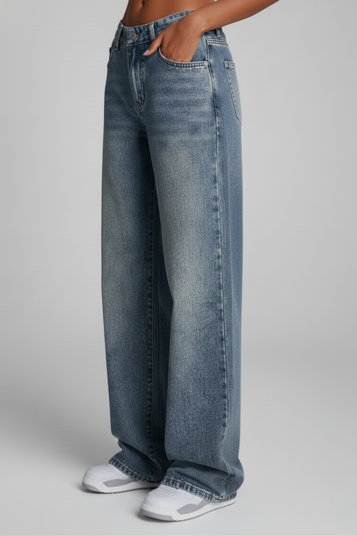 Angela | Damen Relaxed Wide-Leg Denim Jeans