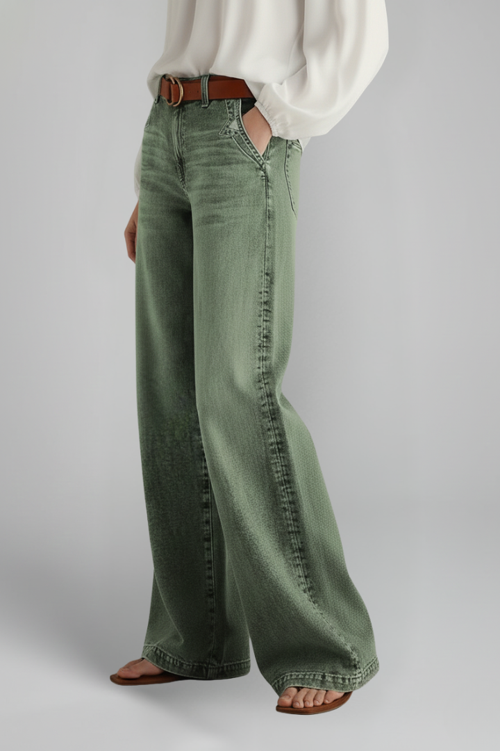 Andrea | Damen Casual Wide-Leg High-Rise Denim Jeans
