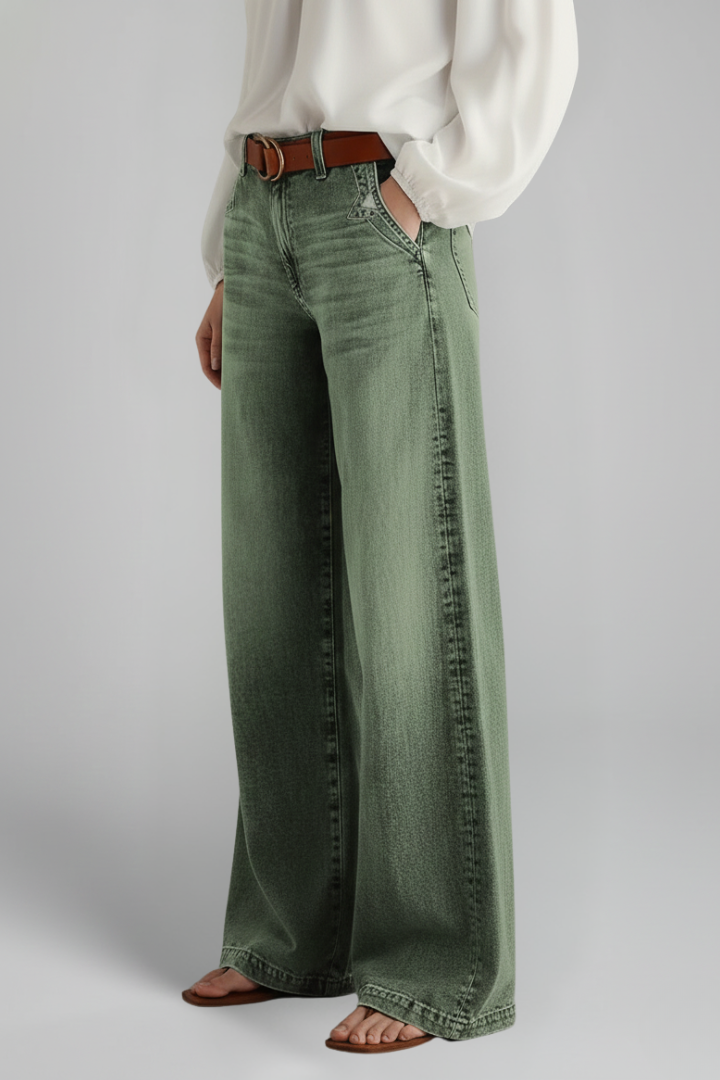 Andrea | Damen Casual Wide-Leg High-Rise Denim Jeans