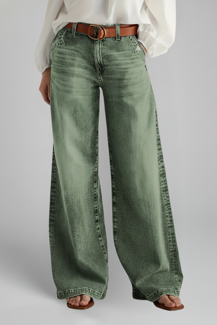 Andrea | Damen Casual Wide-Leg High-Rise Denim Jeans