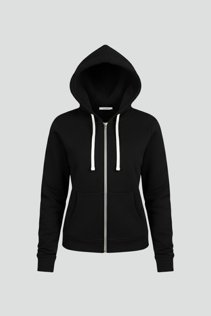 Felicia | Damen Kapuzenjacke mit Reißverschluss, Kordelzug und Vorderentaschen