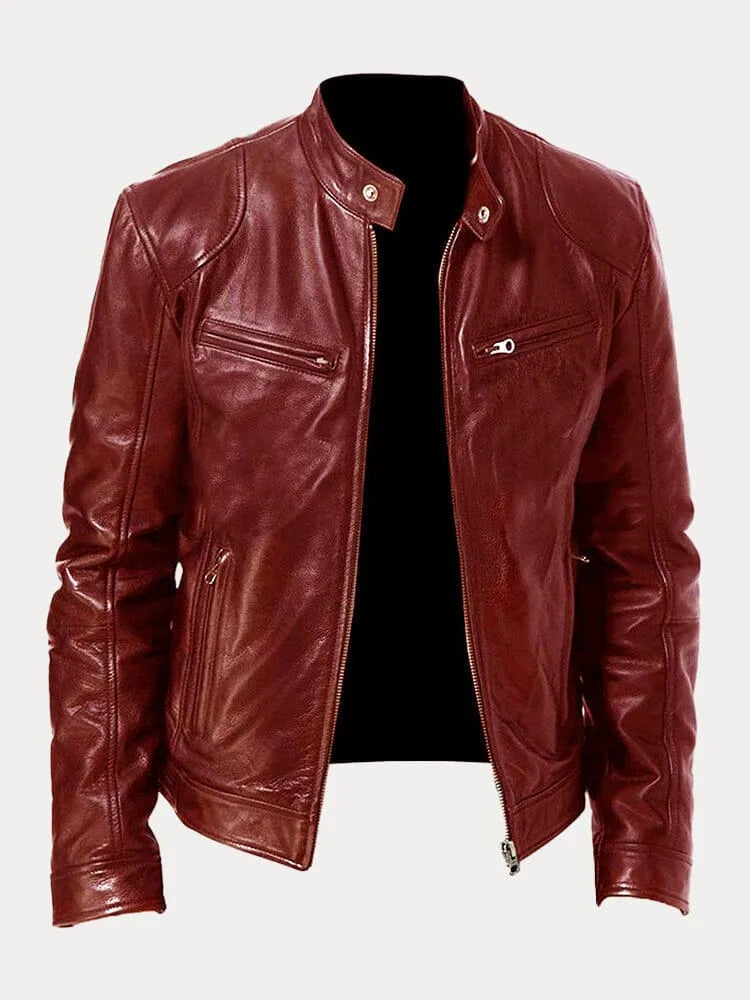 Lederjacke Damen Biker mit Stehkragen