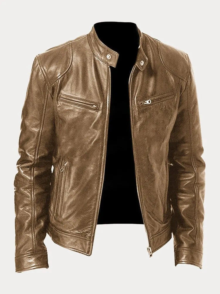 Lederjacke Damen Biker mit Stehkragen