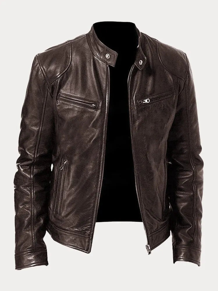 Lederjacke Damen Biker mit Stehkragen