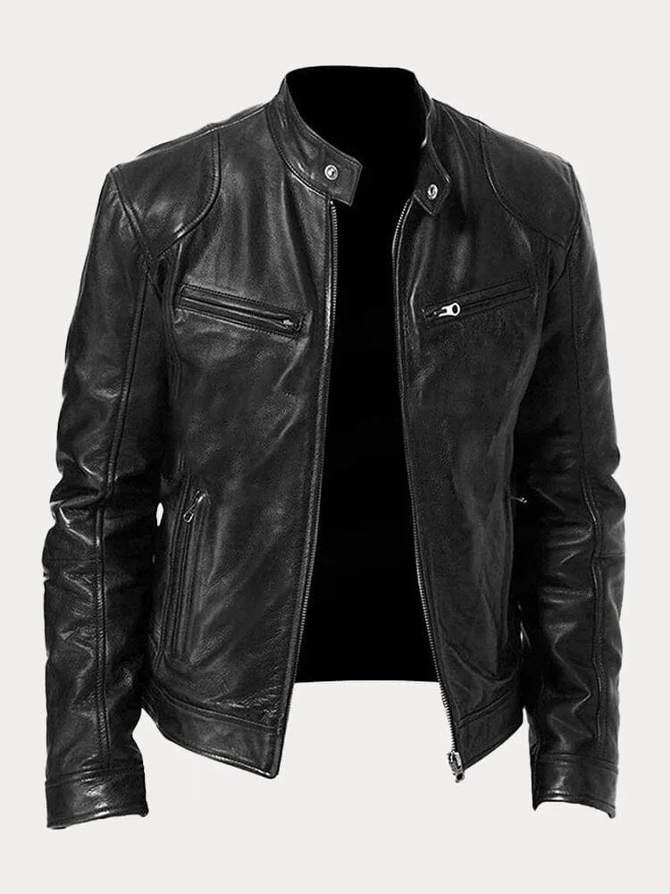 Lederjacke Damen Biker mit Stehkragen