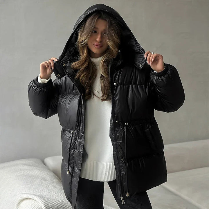 Pauline | Winter-Steppjacke für Damen mit Kordelzug und Glanzfinish