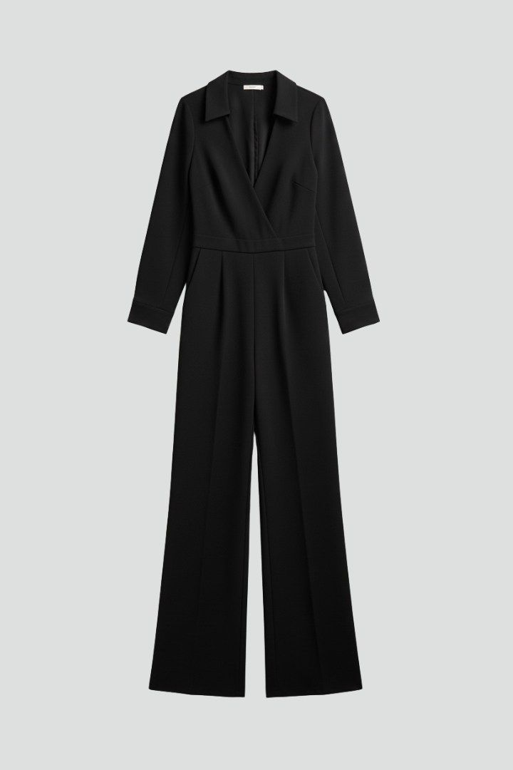 Jessica | Damen Kragen Wide-Leg Taillierter Jumpsuit