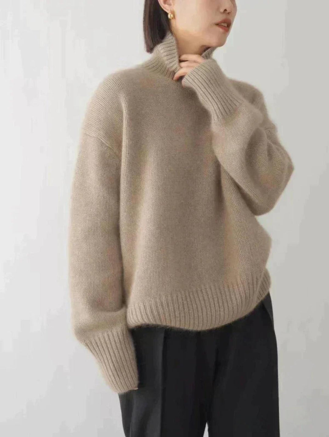 Doris | Damen Bequemer Strickpullover mit hohem Kragen