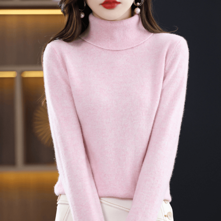 Elfriede | Damen Klassischer Warmer Strickpullover mit Rollkragen