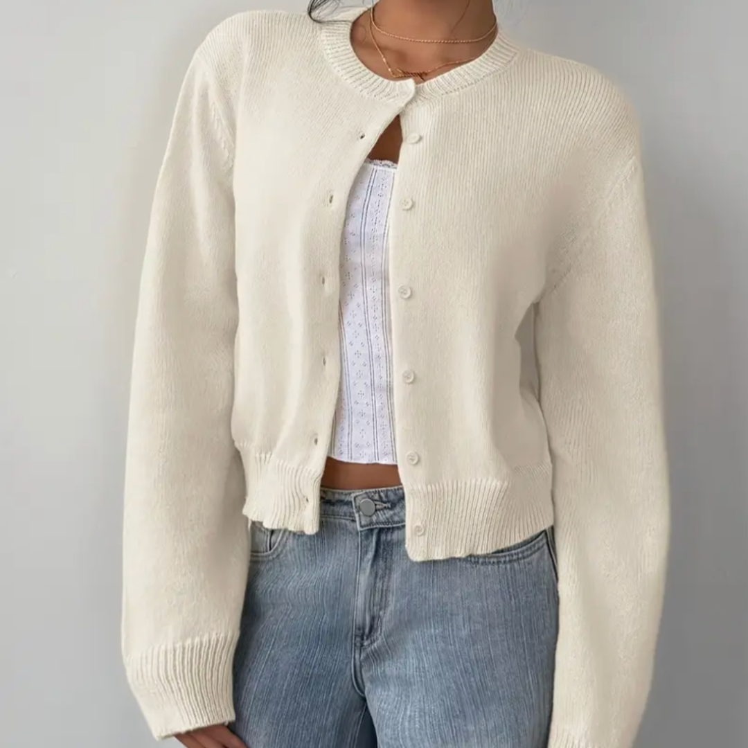 Bettina | Damen Frühlings Cardigan Mit Kragen Und Knöpfen