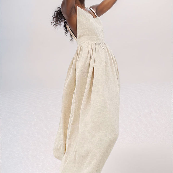 Nicole | Damen Midikleid mit V-Ausschnitt, Rückenausschnitt und Schlitz