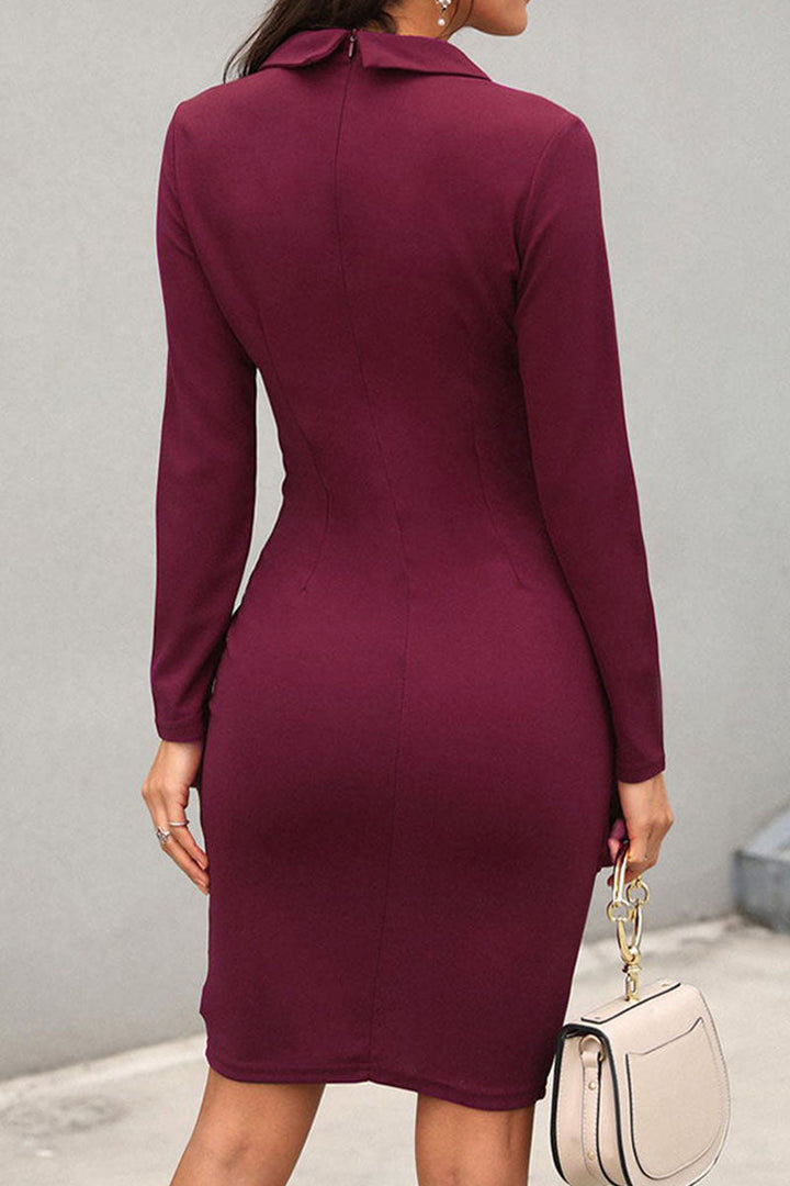 Nicole | Damen Langarm Wickelstil Minikleid