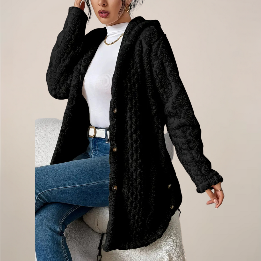 Rita | Damen Kapuzenjacke Mit Strukturierter Optik In Langer Form