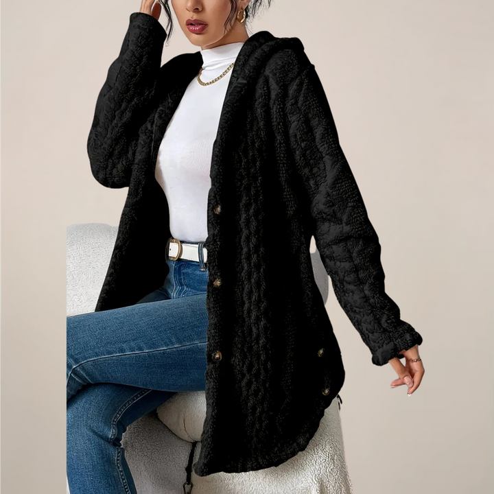 Rita | Damen Kapuzenjacke Mit Strukturierter Optik In Langer Form