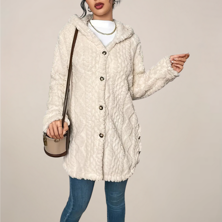 Rita | Damen Kapuzenjacke Mit Strukturierter Optik In Langer Form