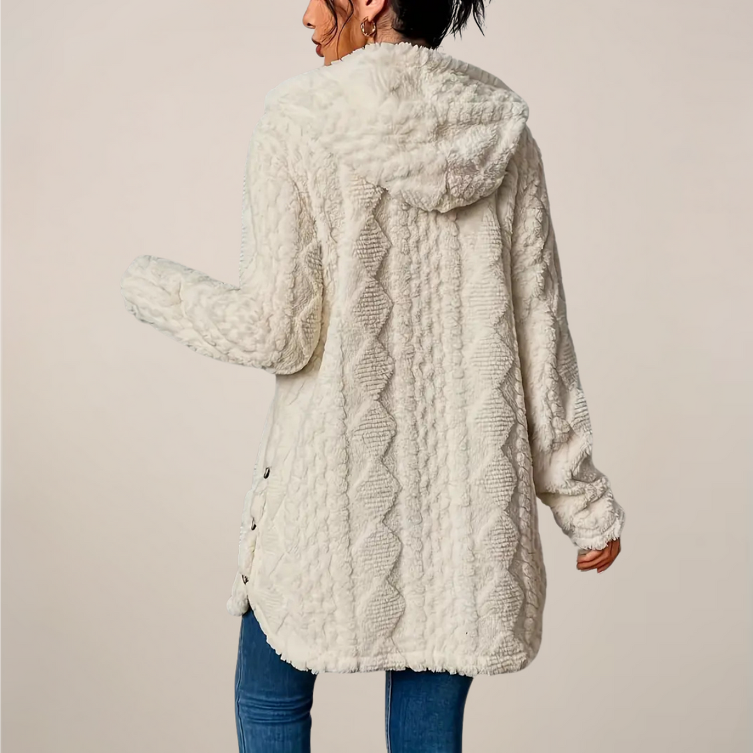 Rita | Damen Kapuzenjacke Mit Strukturierter Optik In Langer Form