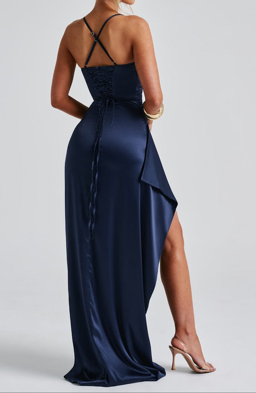 Natalie | Damen Trägerkleid Mit Schlitz Abend Maxikleid