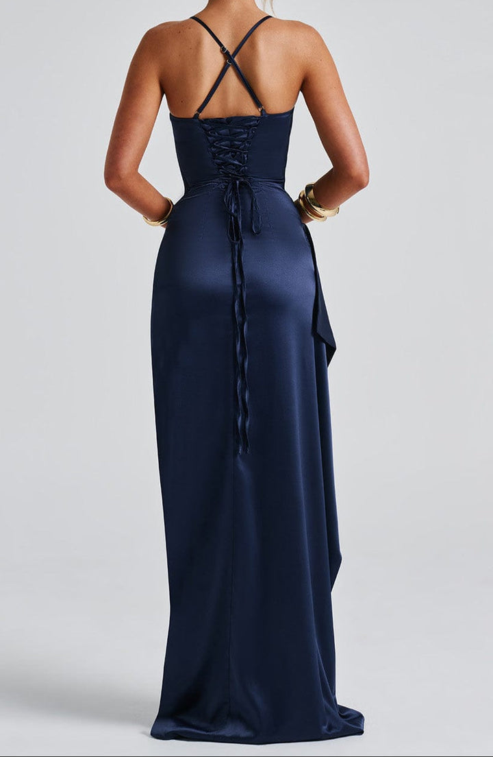 Natalie | Damen Trägerkleid Mit Schlitz Abend Maxikleid