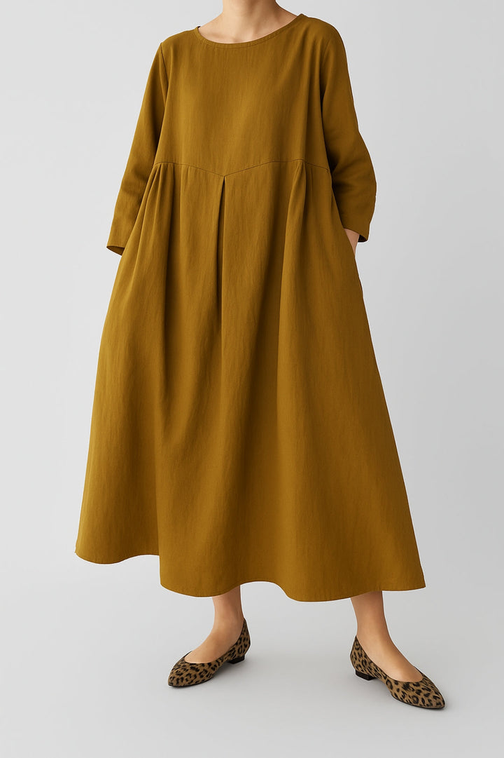 Carmen | Damen Lässiges Midikleid mit Vorderfalten