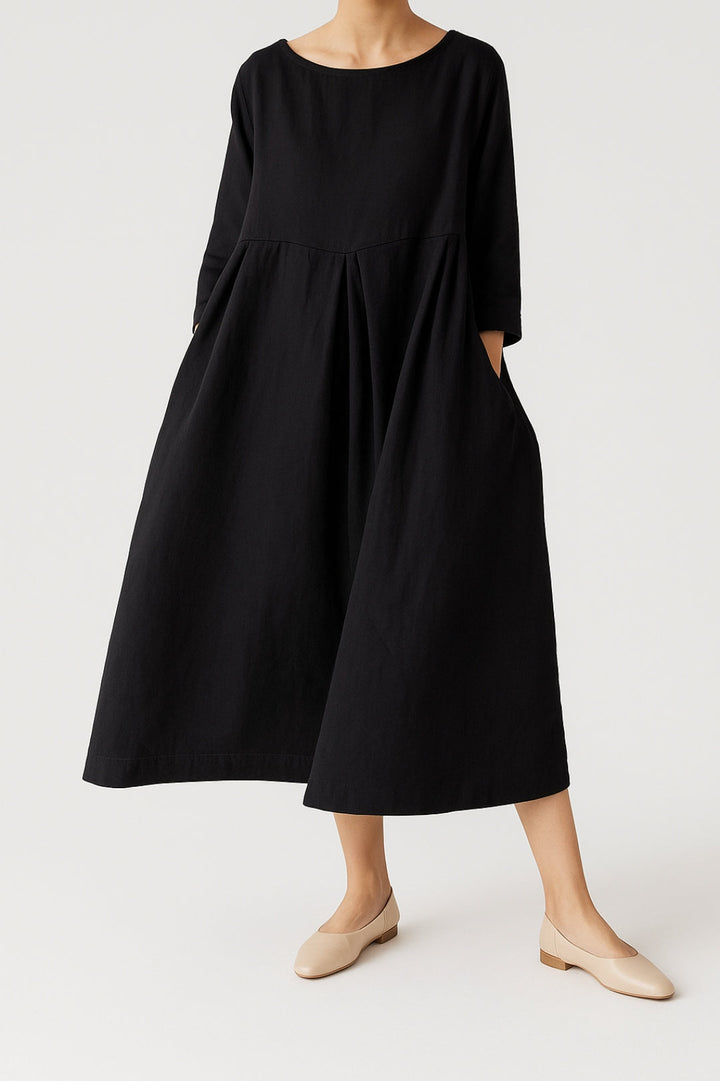 Carmen | Damen Lässiges Midikleid mit Vorderfalten