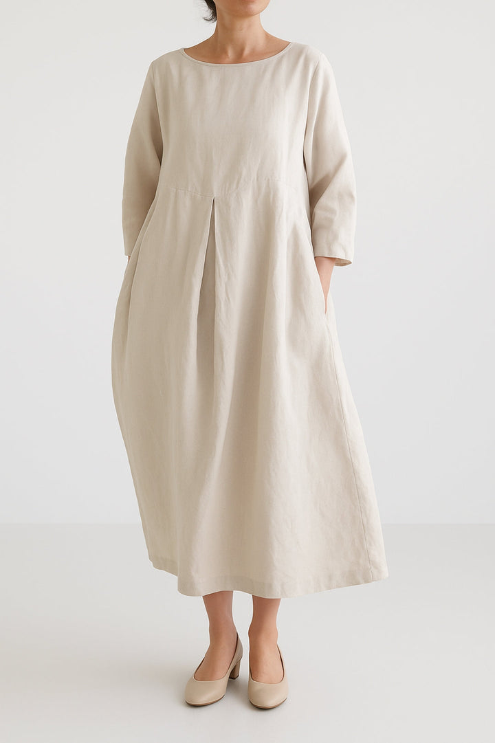 Carmen | Damen Lässiges Midikleid mit Vorderfalten