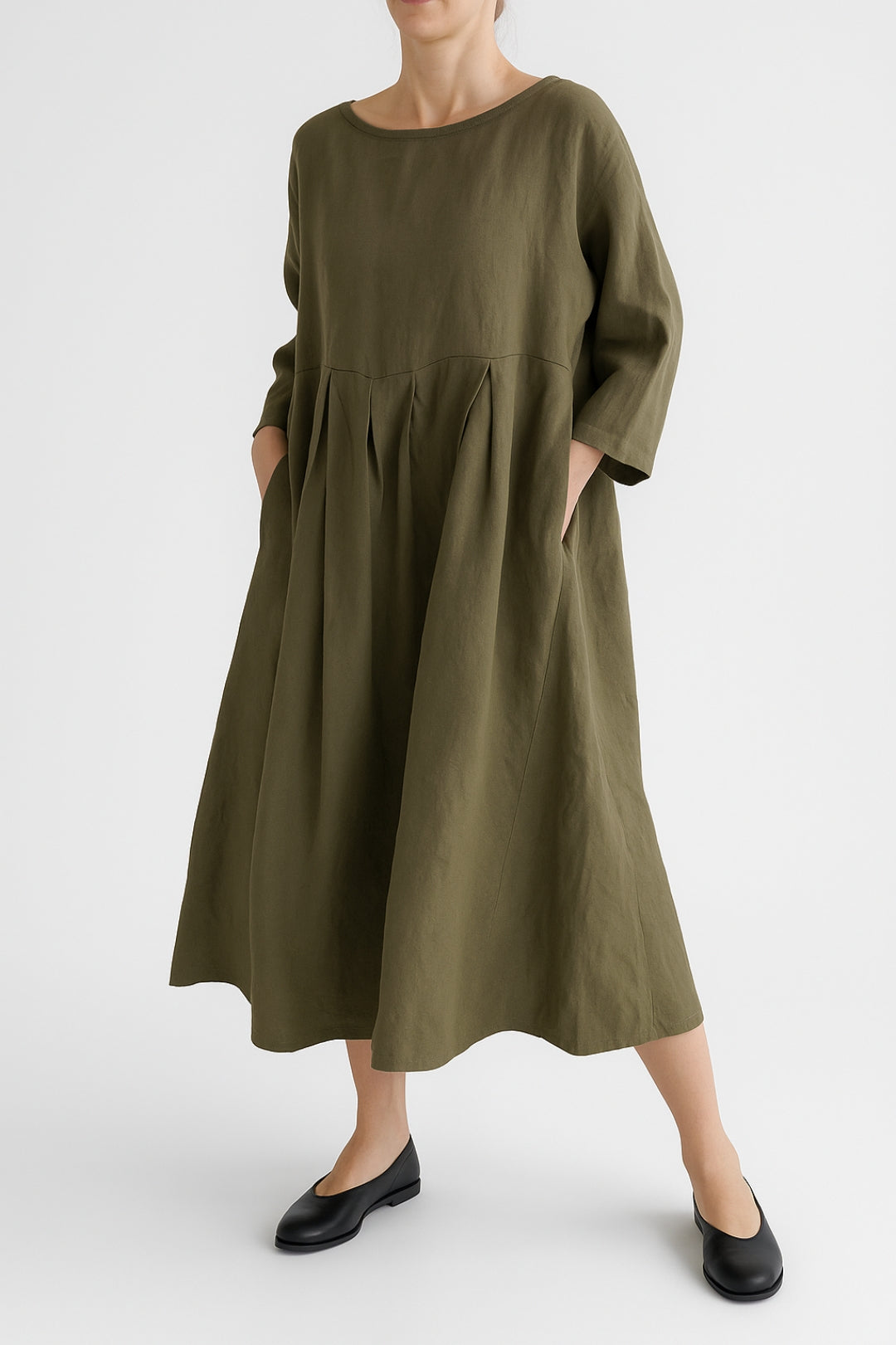 Carmen | Damen Lässiges Midikleid mit Vorderfalten