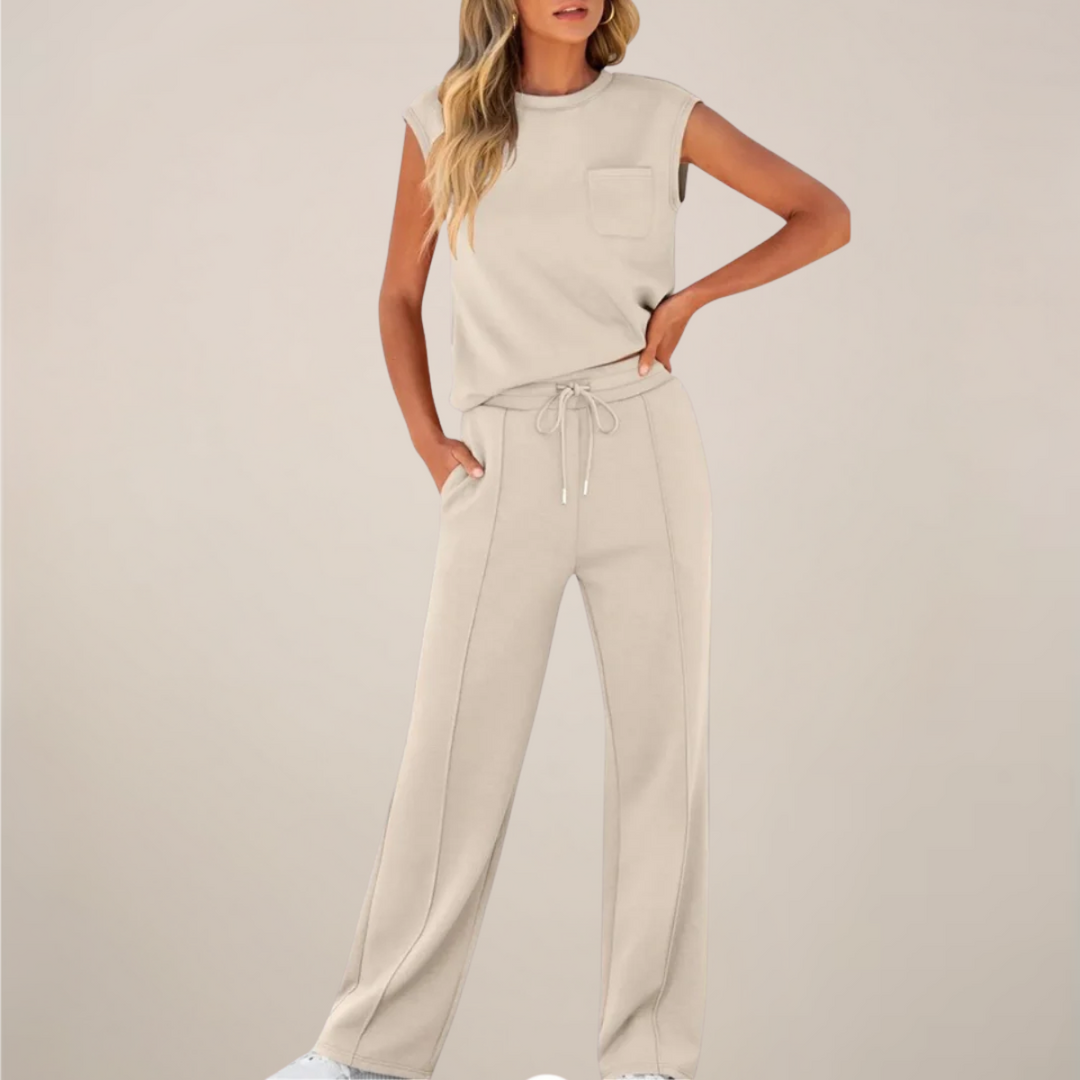 Leonie | Damen Ärmelloses Top Mit Kordelzug Hose Set