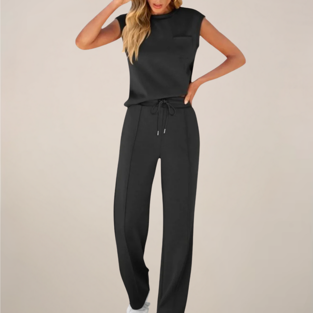 Leonie | Damen Ärmelloses Top Mit Kordelzug Hose Set